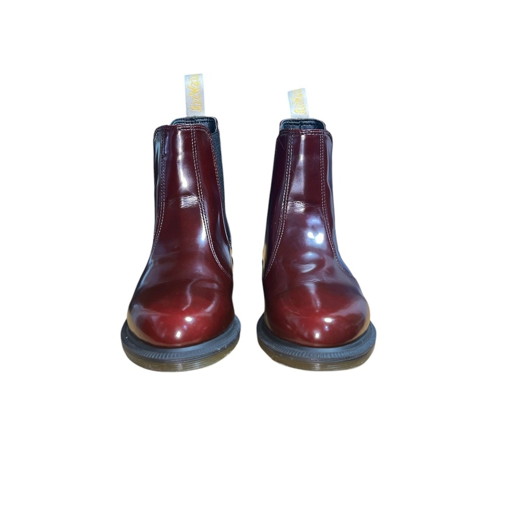 Dr. Martens Vegan Flora Chelsea Boots Womens 6 Cherry Red Glossy Pull On Boots - Picture 3 of 11